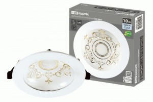 TDM св-к встр. св/д даунлайт (панель) круг D170/42 Деко 03, 10W 600lm 4000K драйвер зол./бел, IP44