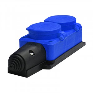 UNIVersal колодка ОУ двойная 2 гн. с загл. каучук (синий) 2P+E 1x16A 220-240V IP44 3043 (РФ)