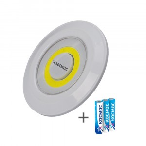Космос фонарь кемпинг пушлайт KOC308B 3xR03(ААА) в компл. св/д 3W COB,150lm, 20м2,ABS,IP42,серый