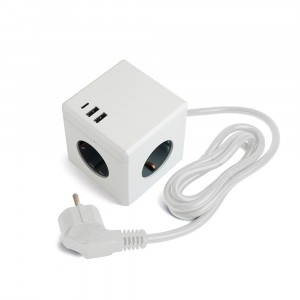 STEKKER Удлинитель 3x1, 3 роз., с/з 16А 2USB+1С, белый 1.5м, HM10-41-01 серия Comfort 49571 91