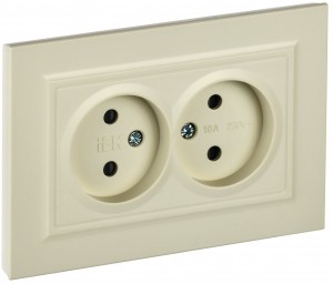 IEK BRITE роз. СУ 2 мест. 10A бежевый (шторки) РСш12-2-БрКр BR-R23-10-K10-F