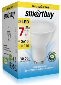 !SALE SmartBuy GU10 7W(480lm) 3000K 2K 57x50 пластик SBL-GU10-07-30K-N