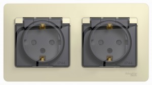 Schneider GLOSSA роз. СУ 2 мест. беж. (пл.осн., земля, штор., крыш, IP44) GSL000247 (9!)