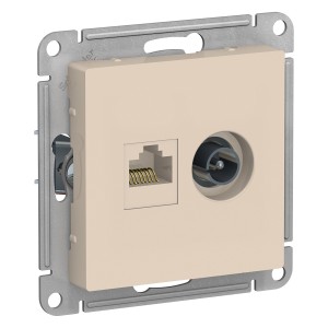 Schneider AtlasDesign мех. роз. коннек TV+комп. СУ 1 мест. беж. (пл. осн. RG6+RJ45, 0,7dB) ATN000289