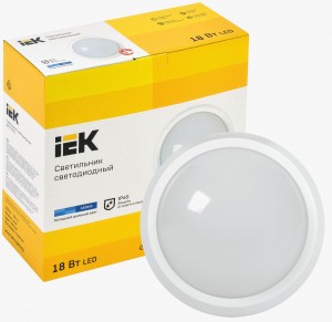 IEK св-к св/д ДПО 5051 18W(1770lm) 6500К IP65 круг белый 220x98 LDPO0-5051-18-6500-K01