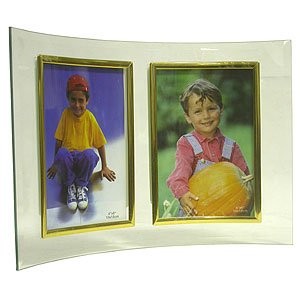 Фоторамка (Ф/р) GT стекло 10х15 204/-G вертикальная гнутая двойная, золото 5786
