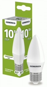 IEK GENERICA свеча C35 E27 10W(1000lm) 4000K 4K 37x100 матов. LL-C35-10-230-40-E27-G
