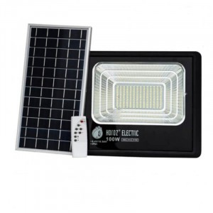 HOROZ прожектор св/д уличный на солн. бат. 100W 6400К(1500lm) 6K ПДУ кабель 5м 068-012-0100 2коробки