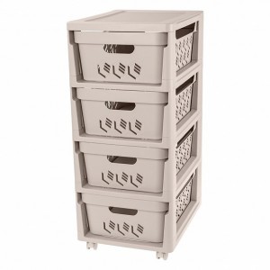 Комод на колесах DELUXE, 4 ящика, (30*38,5*69см), светло-бежевый 433276934 Econova/Бытпласт