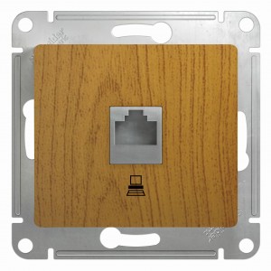 Schneider GLOSSA мех. роз. комп. СУ 1 мест. темный дуб (пласт., осн., RJ45) GSL000581K (2!)
