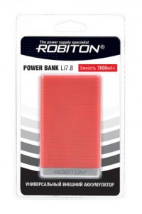 Универсальный внешний аккумулятор ROBITON POWER BANK Li7.8-R 7800мАч красный BL1, 15311