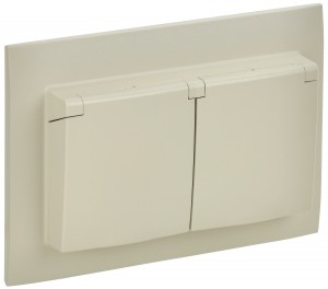 IEK SKANDY роз. СУ 2 мест. 16А IP44 (крышка) бежевый SK-R12B SK-R26-16-44-K10-F
